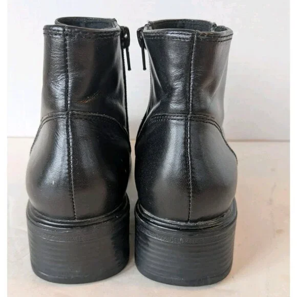 Earth Shoes Marion Leather Ankle Boots Women's Size 7 Chunky Black Zip Shoes - Picture 6 of 16